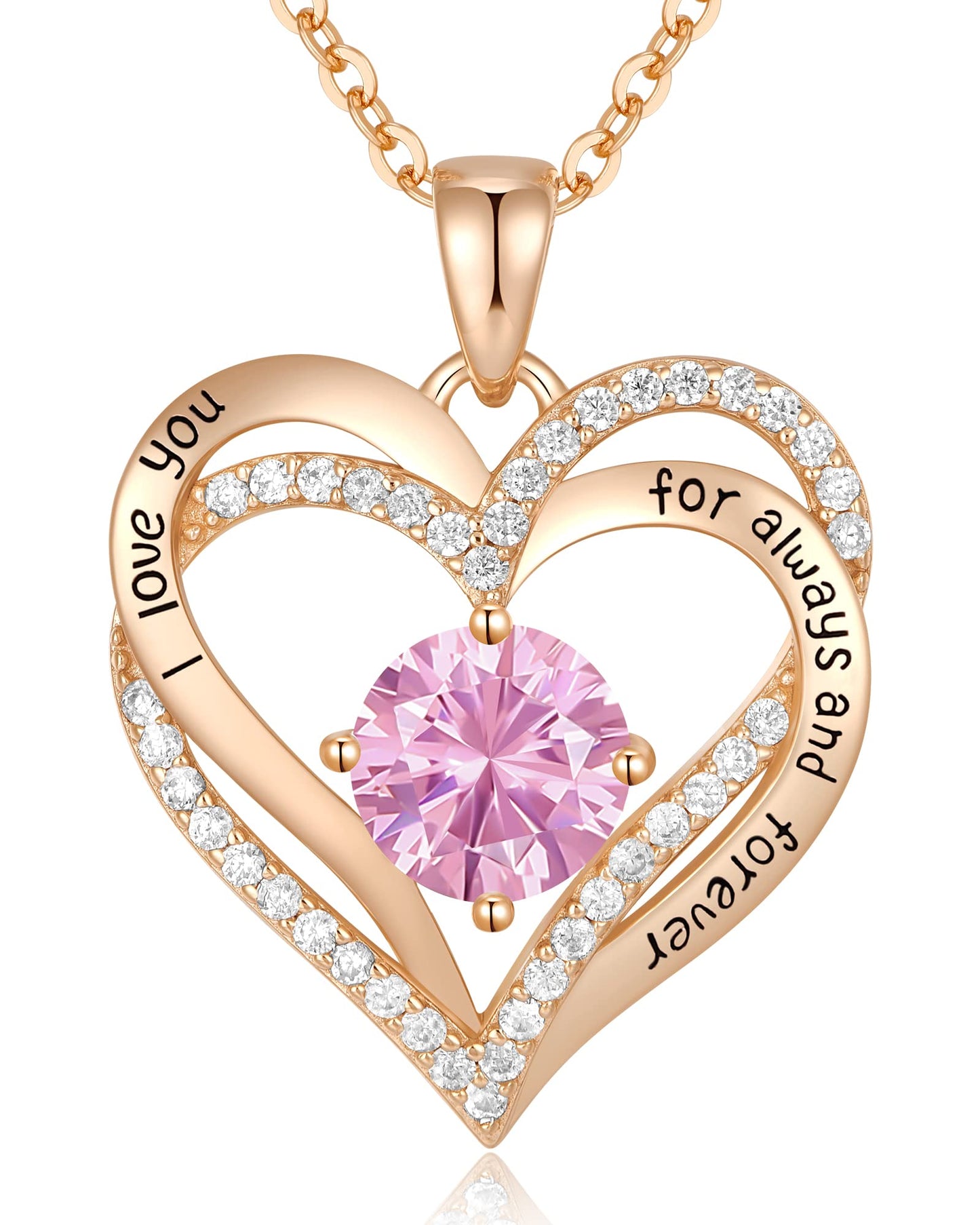 CDE Valentine's Day Gift Forever Love Heart Necklaces for Women, Wedding Anniversary, Birthday Mothers Christmas Day Gifts for Mom, Mother, Wife, S925 Silver Jewelry with Birthstone Pendant
