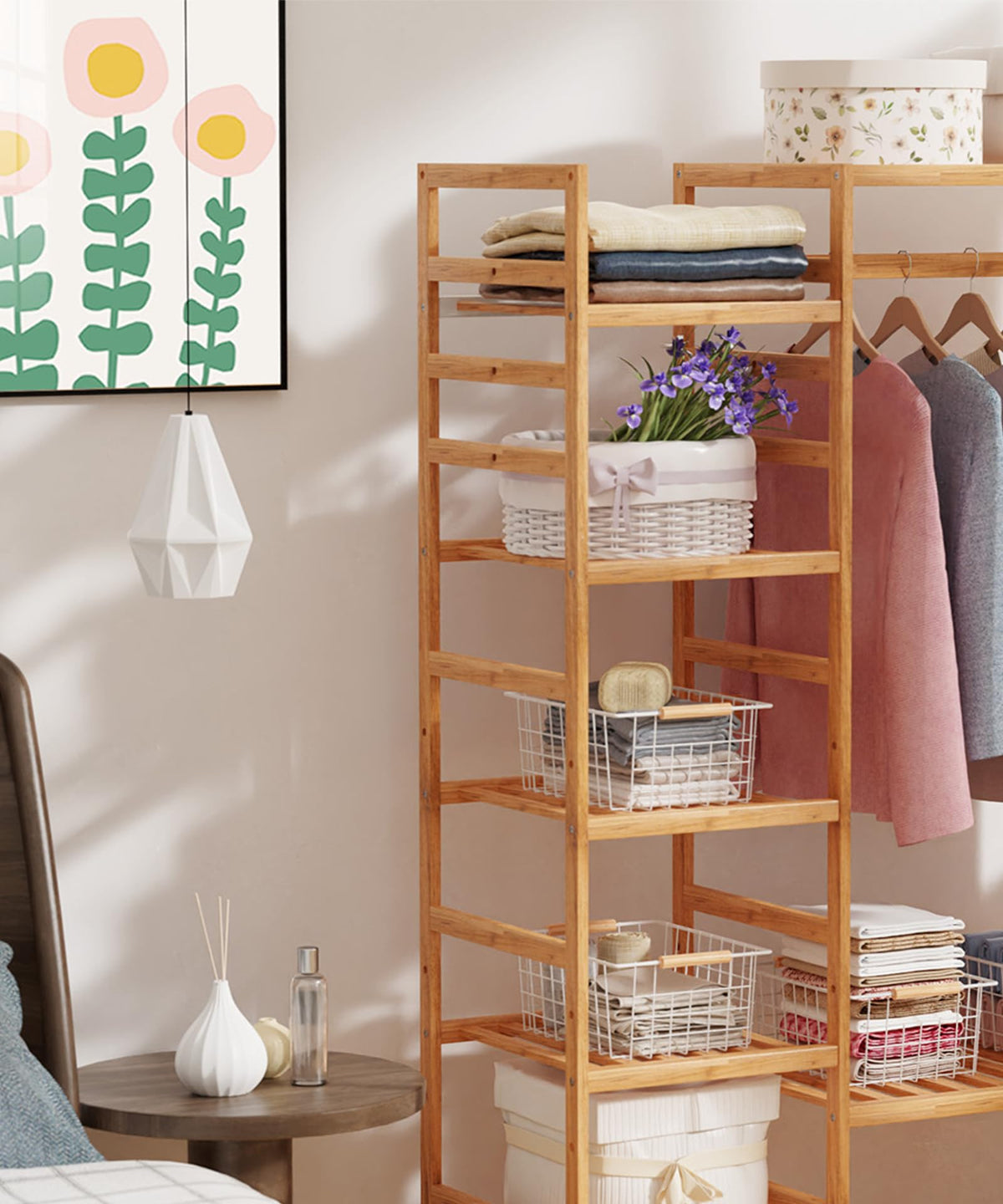 Wire Basket with Wooden Handle, Metal Utility Storage Basket for Organizing Kitchen Pantry Cabinets, Closet and Garage Shelves Drawers, Office Metal Basket Storage Organizer with Handle (White 2 Pack)