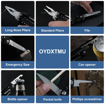 Outdoor 25-In-1 Mini Multitool plier,Portable EDC Gear with Safety Locking,Nylon Sheath,All-in-One Utility for Camping Hiking Survival,Birthday/Christmas Gifts for Dad Husband Boyfriend