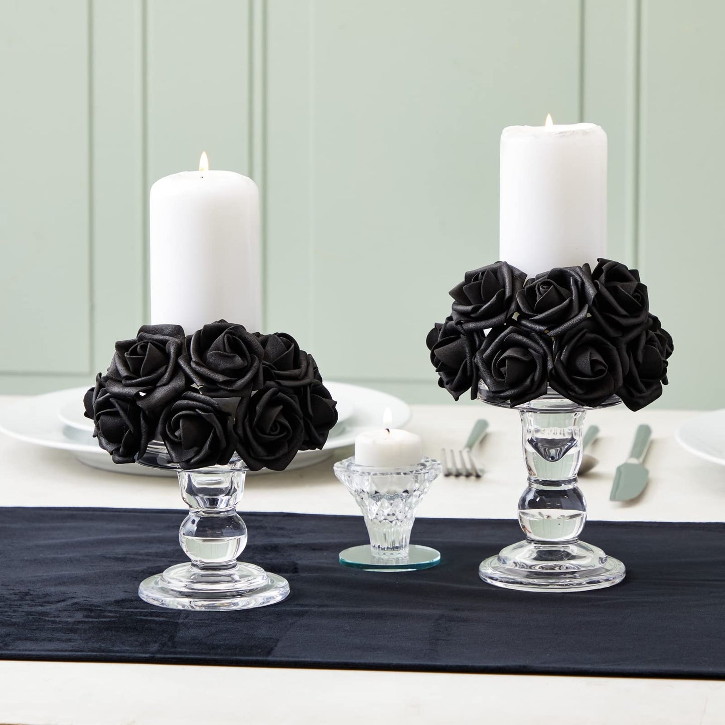 Bright Creations 100-Pack Black Artificial Flowers, Fake Foam Flowers for Halloween Decorations, DIY Crafts, Bouquets, and Black-Themed Parties (3 Inches)