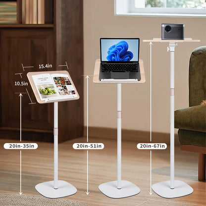 HDCHQXQ Adjustable Floor Book Stand Height From20'-35‘ and Angle, Music Stand,Reading Stand for Tablet Bibles, Recipes, Cooking, Books Wooden Display Rack,Stable Portable with Clip
