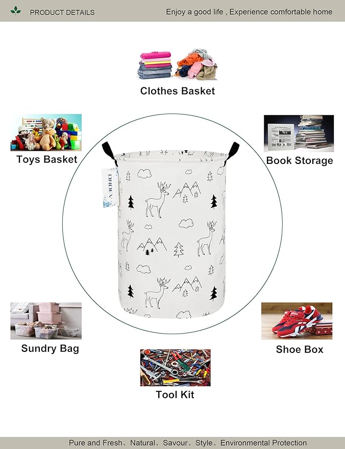 Round Fabric Storage Bin, Decorative Basket, Organizer Basket