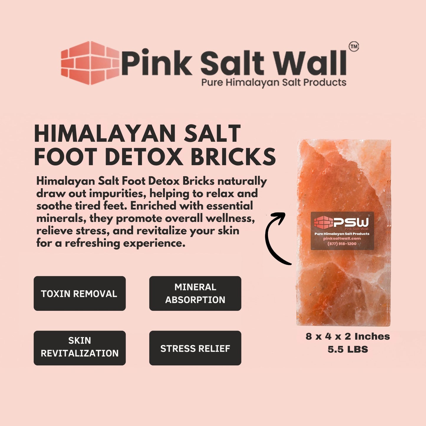 Himalayan Salt Foot Bricks Pair of Natural Pink Salt Blocks for Feet, Rest & Spa Stones Natural Salt Block, Salt Brick for Foot Soak, Relaxation & Odor Neutralizer