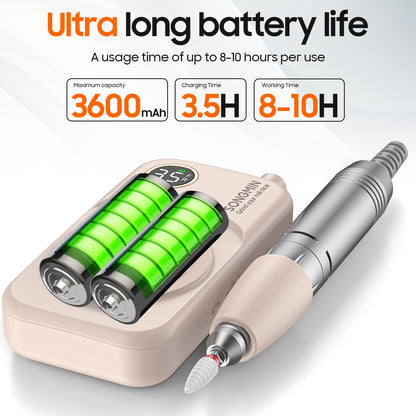 Professional Nail Drill 35000 RPM,SONGMIN Portable Cordless Efile with Bits Kit for Acrylic Nails Gel Polishing Removing,Rechargeable Electric Nail File Machine for Manicure,Pedicure Salon Home,Pink
