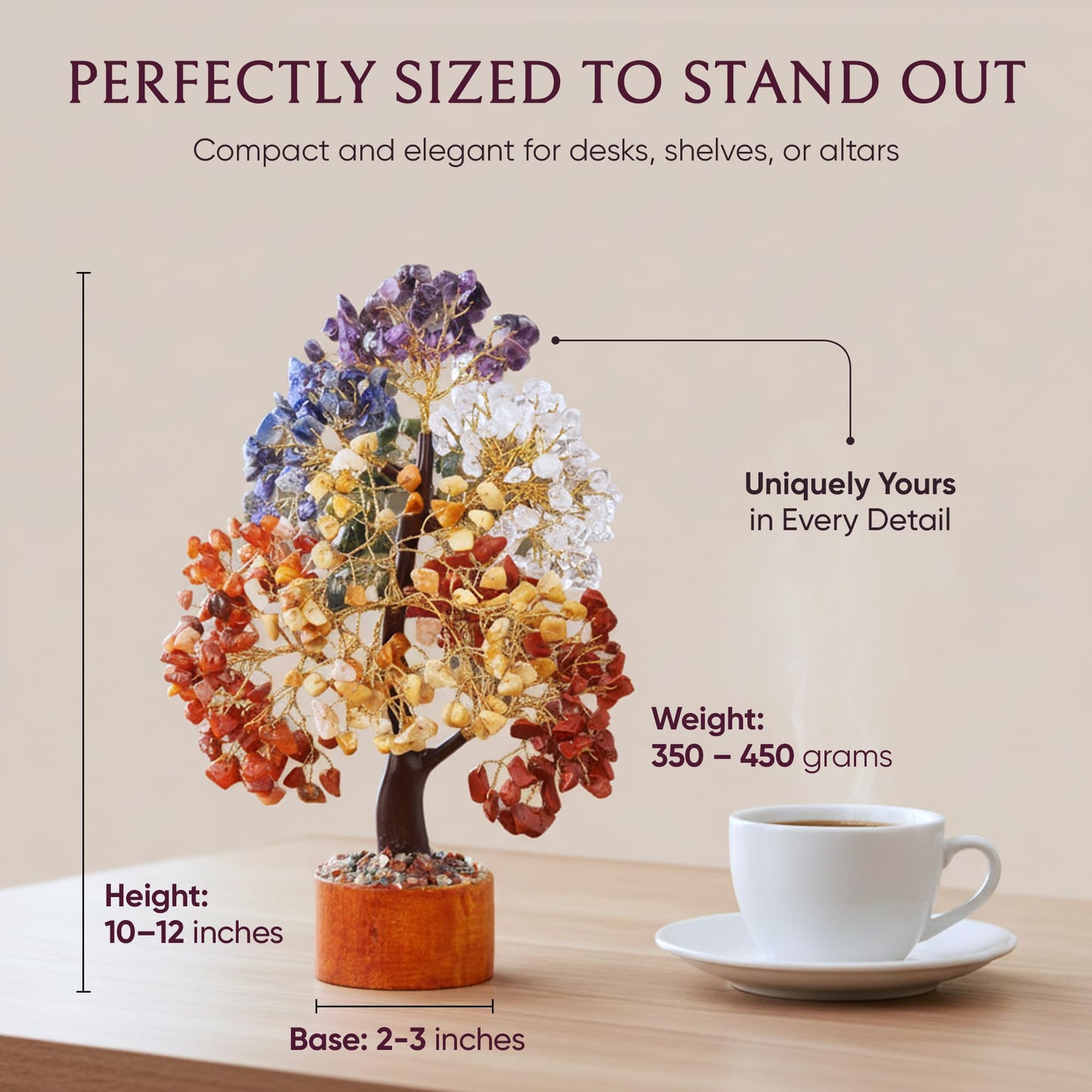GEMYARA Crystal Tree with 500 Crystals and Healing Stones –Mom Birthday Gifts for Women, Office Desk Decor, Living Room Decor – Gift-Ready in Magnetic Box,Tree of Life for Luck & Positivity