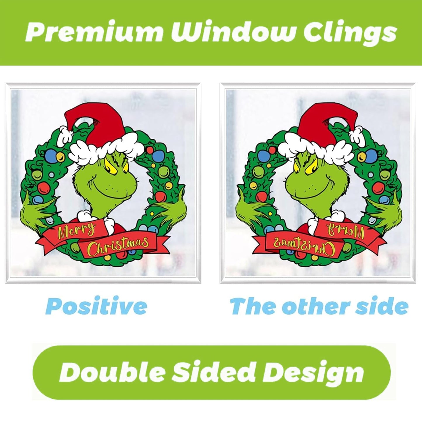 Christmas Window Clings Xmas Decor - 90 PCS Reusable Double Sided Static Window Stickers - Merry Christmas Gel Decals for Xmas Decorations Indoor Party Supplies