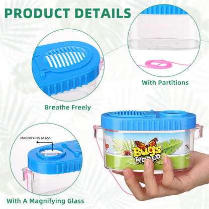 Halloscume 12 Pcs Insect Bug Viewer for Kids Explorer Outdoor Set Bug Catcher Containers for Insects Magnifying Insect Box Observation Kit for Science Nature Exploration Collecting