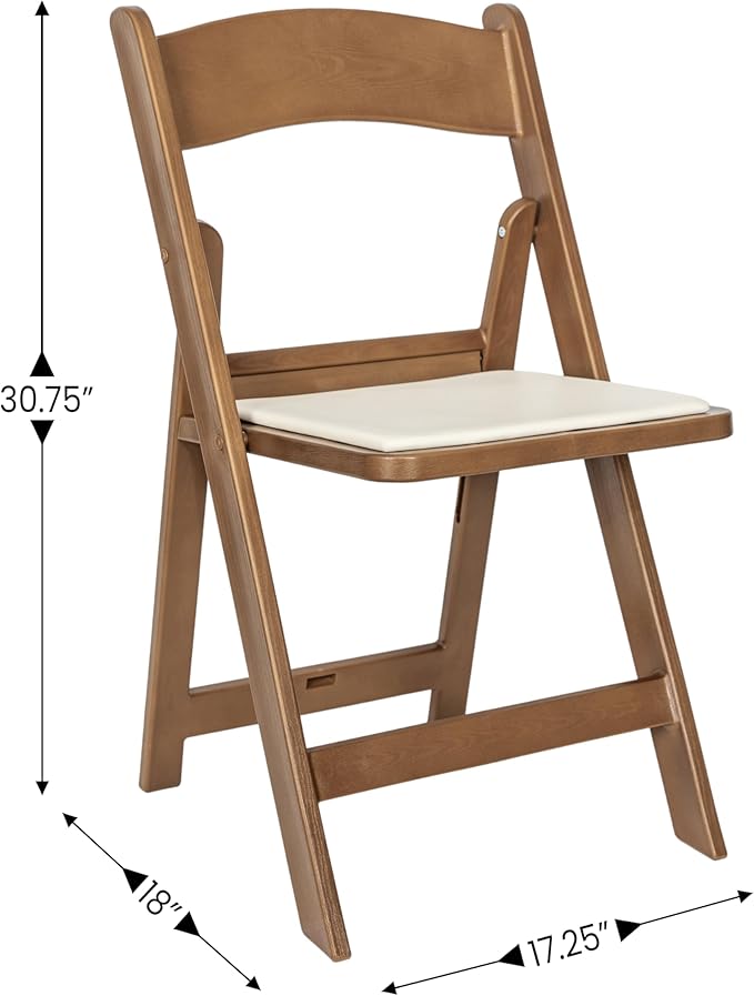 Flash Furniture Hercules Commercial Indoor/Outdoor Folding Event Chair, Wood Look, Weather-Resistant, Lightweight Design, Versatile Use, Set of 2, Chestnut