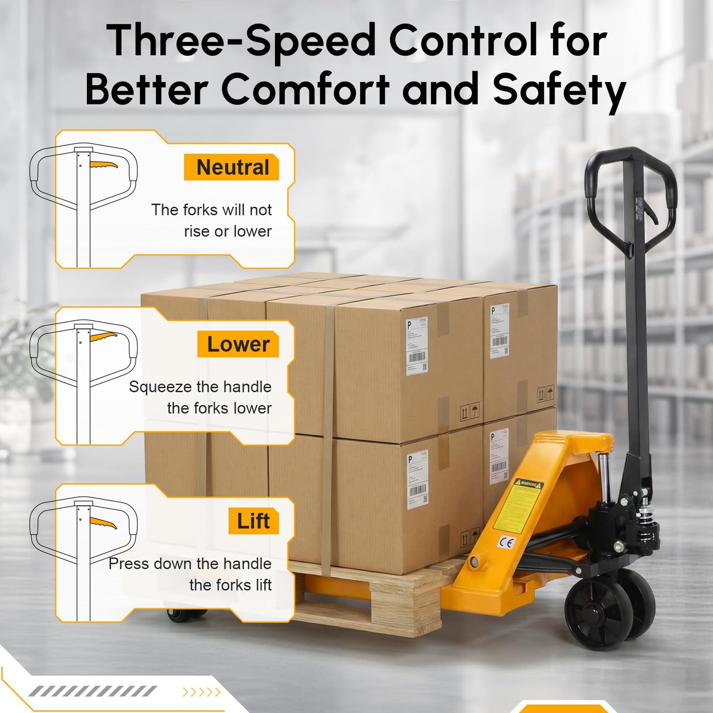 Apollo Hand Pallet Jack Truck Duty Industrial Pallet Truck 5500lbs Capacity, 27'' W x 48'' L Forks for Material Handling, Manual Pallet Truck for Warehouse, Manufacturing and Retail