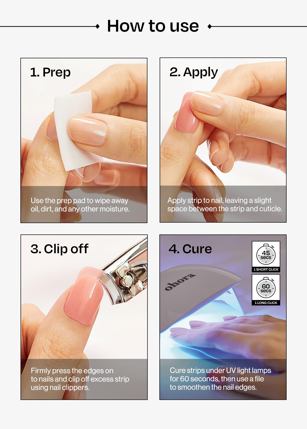 ohora Semi Cured Gel Nail Strips (N Goblin Moon) - Purple, Patterned, Works with Any UV/LED Lamps, Salon-Quality, Long Lasting, Easy to Apply & Remove - Includes 2 Prep Pads, Nail File & Wooden Stick