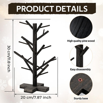 12 Inch Black Halloween Christmas Ornament Display Tree Centerpieces for Tables Ornament Tree Stand Holder Tabletop Artificial Tree for Wedding Anniversary Birthday Farmhouse Party Home Decor