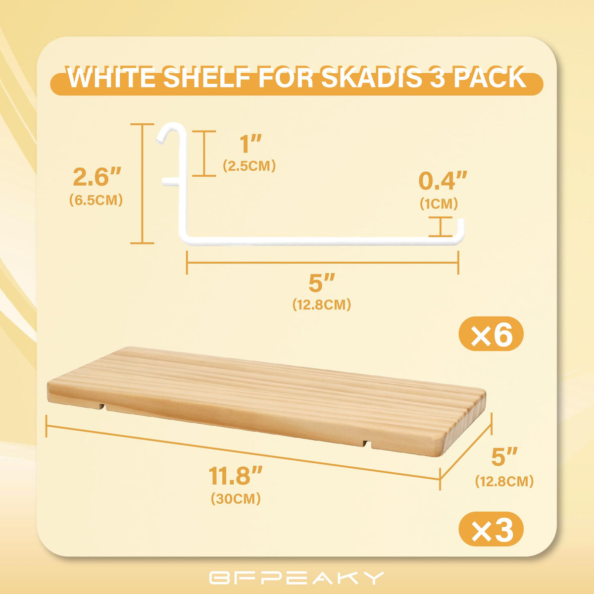 BFPeaky 3 Pack Wooden Pegboard Shelves ONLY for IKEA Skadis