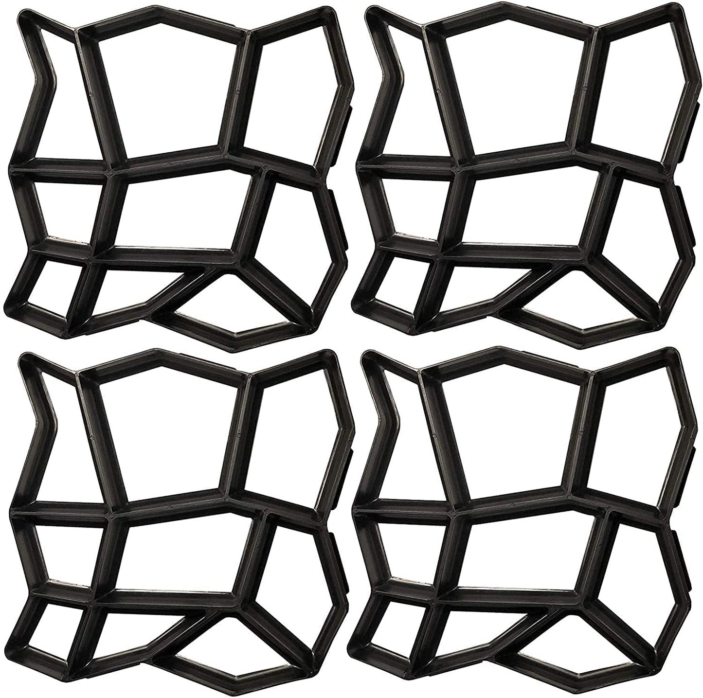 Walk Path Maker, Pathmate Stone Mold Paving Pavement Concrete Molds Stepping Stone Paver Walk Way Cement Molds for Patio, Lawn & Garden(4 Packs 13 x 13 x 1.4 inch)