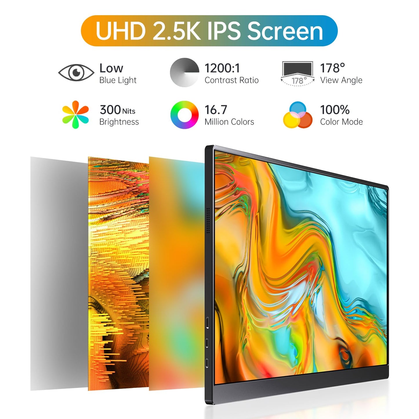 Portable Monitor 15.6 Inch 1080P USB-C HDMI Ultra-Slim Travel Monitor with Kickstand, for Laptop, PC, Mac Phone, PS, Xbox, Swich IPS Ultra-Thin Zero Frame Gaming