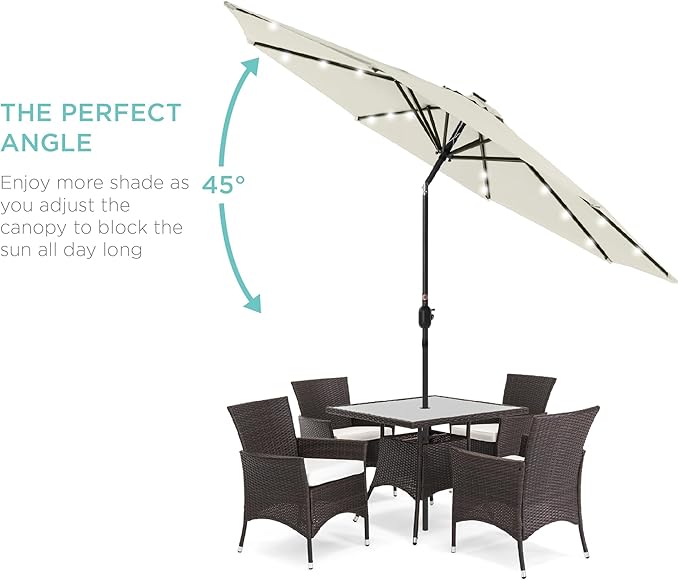 Best Choice Products 10ft Solar Polyester LED Lighted Patio Umbrella w/Tilt Adjustment and UV-Resistant Fabric