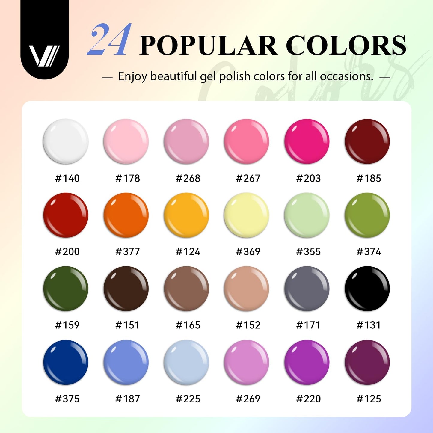 VANREESA 42 Pcs Gel Nail Polish Kit with U V Light 24 Popular Colors Gel Polish Nail Kit Green Blue Purple Pink Orange Complete Nail Kit with Manicure Tools Gifts for Women Girls