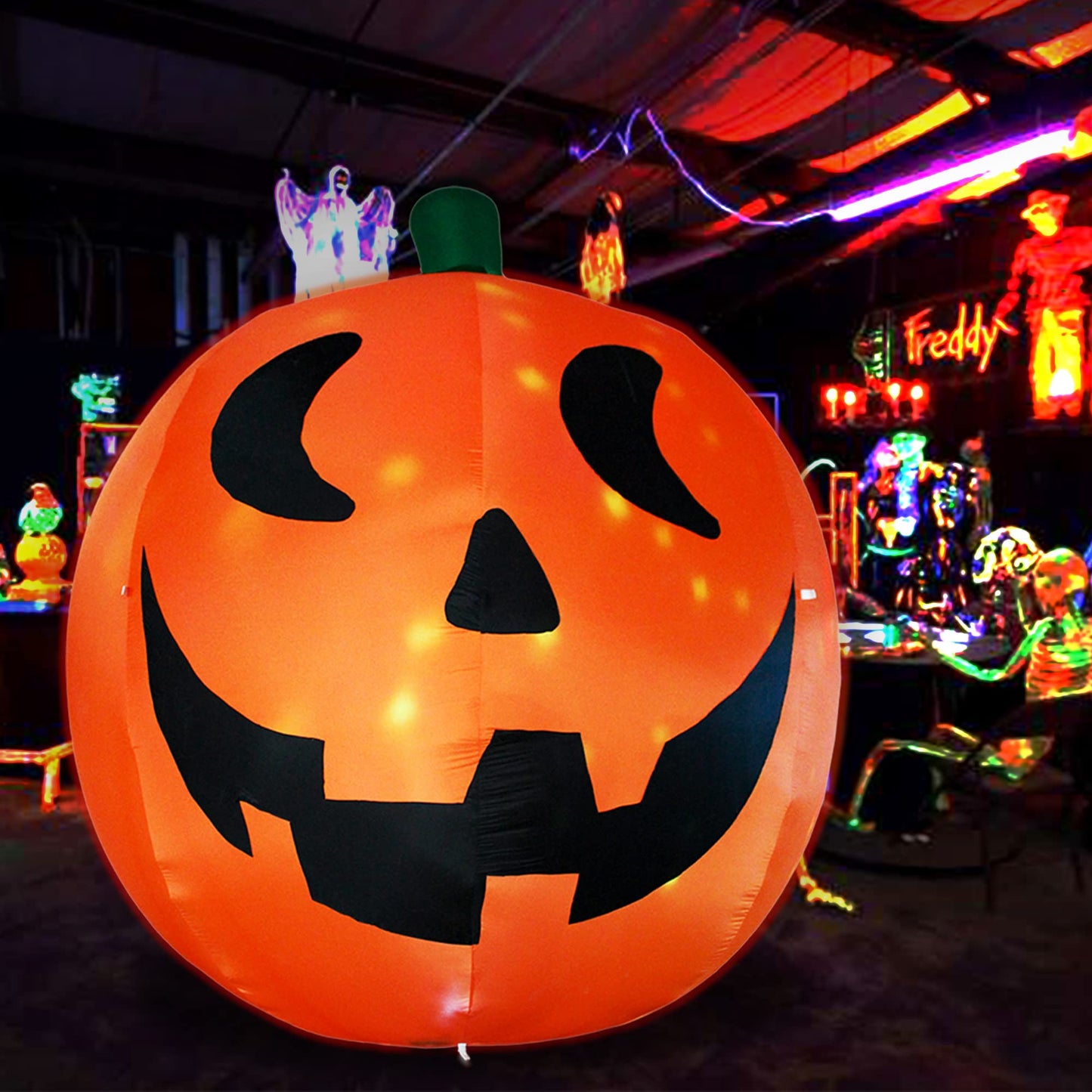 AJY 10 Feet Halloween Inflatable Giant Pumpkin with Build-in LEDs Blow Up Inflatables for Halloween Party Indoor Outdoor Blow Up Decoration Yard Garden Lawn Decorations