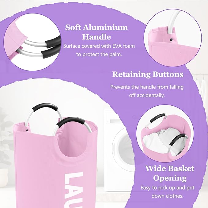 95L Large Laundry Basket with Handles, Foldable Clothes Hampers Stand Up Well