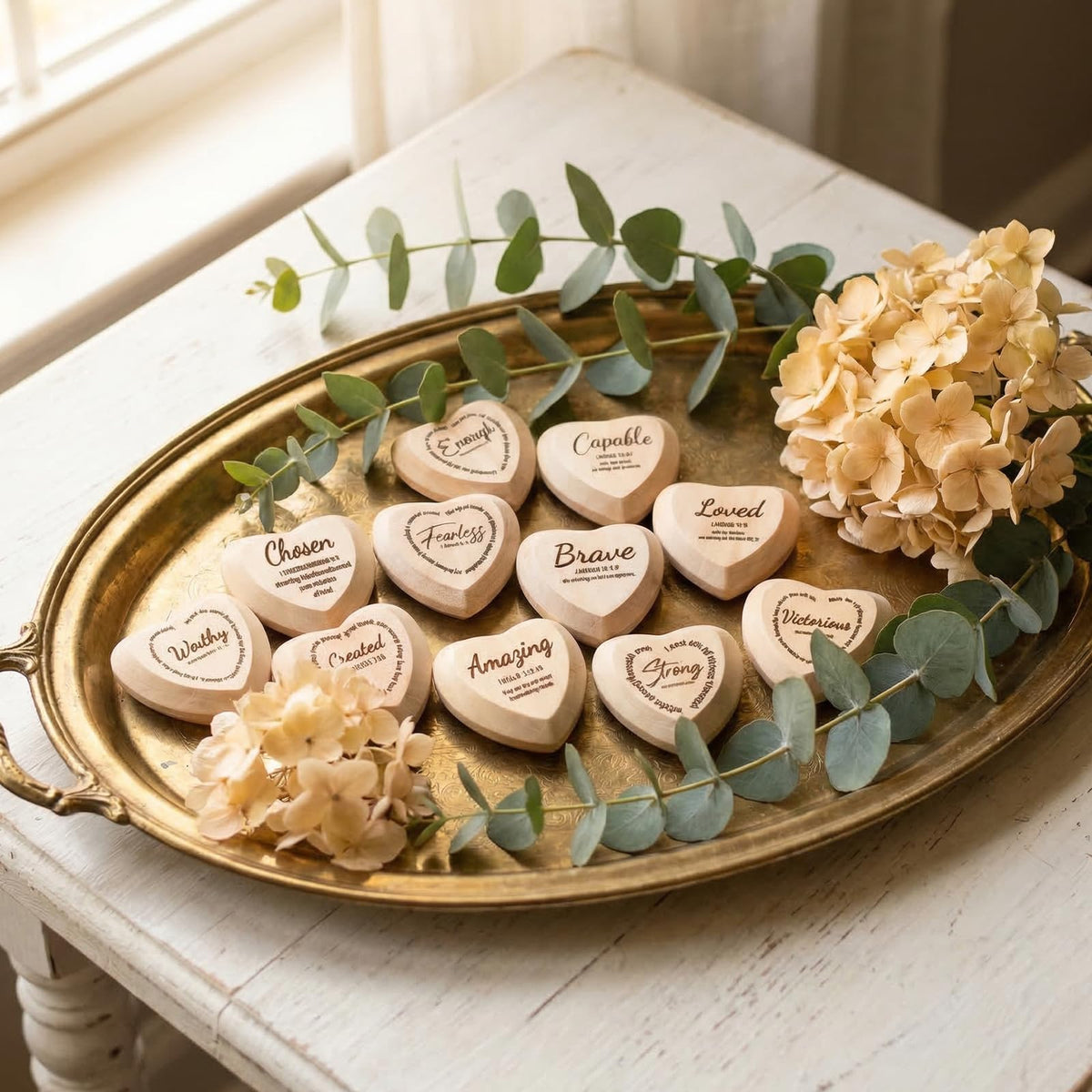 48 Set God Says You are Wood Heart Small Christian Gifts Bulk Religious Gifts Pocket Heart Token with Bible Verse Word Holy Week Affirmation Church Gift for Adults Sunday School Easter Supplies