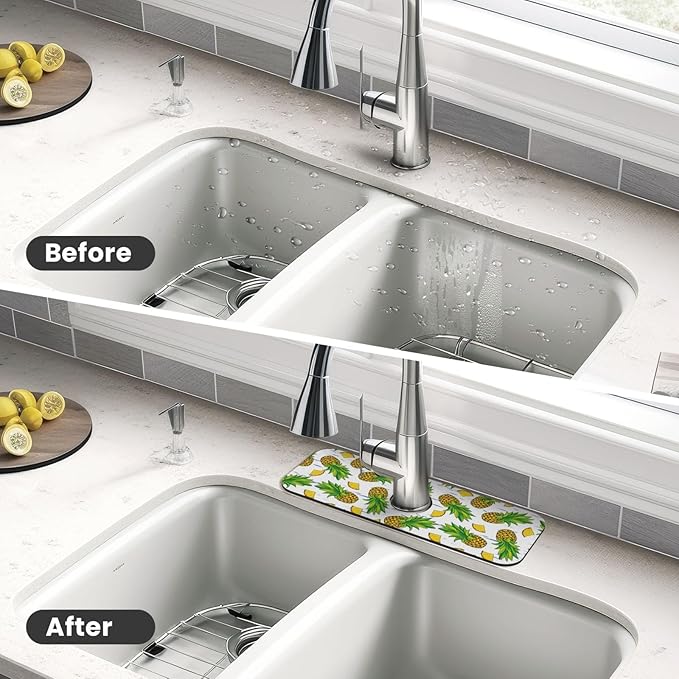 Pineapple Summer Pineapples Kitchen Sink Splash Guard Faucet Mat Super