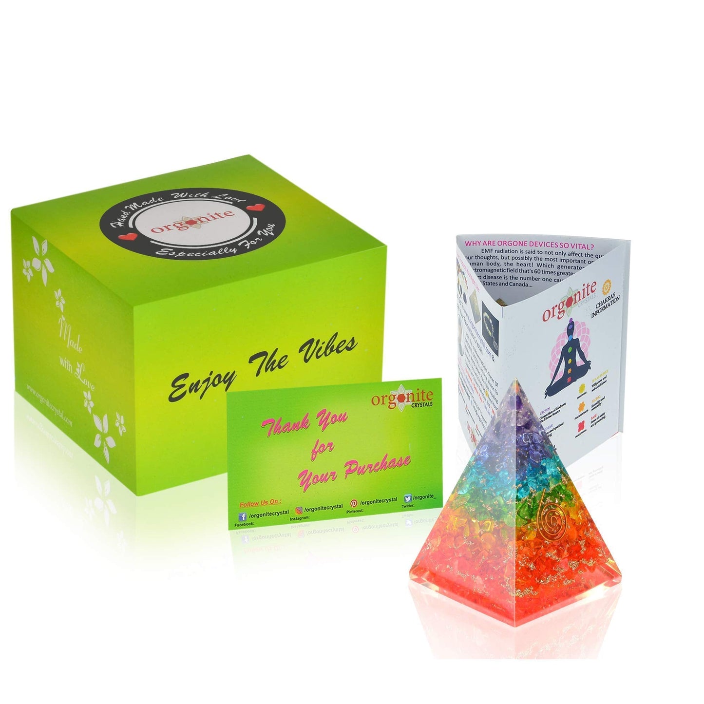 Orgonite Crystal Pyramid - Chakra Balancing Orgone Energy Generator Healing Stone Pyramid for Spiritual Healing, Reki Gift and Meditation (Crown Chakra Symbol)