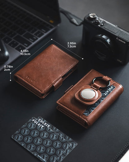 VULKIT Card Holder Wallet with Airtag Holder Pop Up Wallet RFID Blocking Metal Card Case, Magnetic Closure with Banknote Compartment