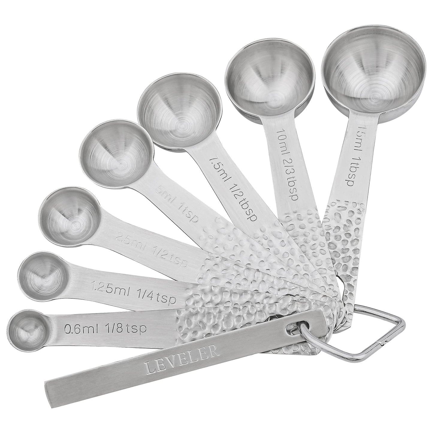 Hotsyang Measuring Spoons Set, 18/8 Stainless Steel Measuring Spoons Set for Dry&Liquid, Metal Metric & US Measuring Spoon with 1 Leveler and Locking Ring for Kitchen & Baking