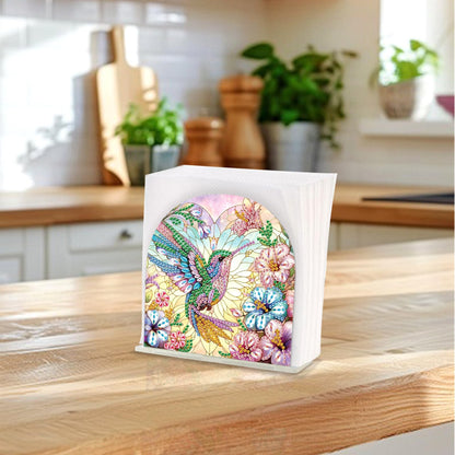 JZHYOAN Parrot Diamond Art Napkin Holder, Kitchen Napkin Holder with Upright Storage, DIY Diamond Art Decorative Dispenser for Kitchen, Bathroom, Dining for Desktop Holder Organizer