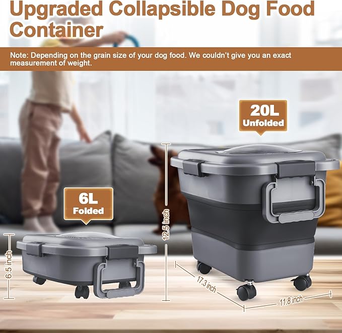 Dog Food Storage Container, 10-20 lbs Airtight Collapsible Cat Food Storage
