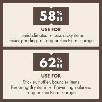 Boveda 58% Two-Way Humidity Control Packs For Storing 1 lb – Size 67 – 4 Pack – Moisture Absorbers for Storage Containers – Humidifier Packs – Hydration Packets in Resealable Bag