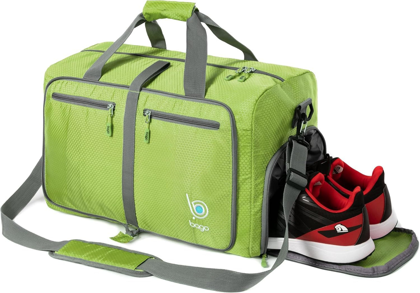 bago Holdall Bags for Men & Women - 60L Spacious Holdall Bag with Shoe Compartment - Save Time & Travel The World in Style & Convenience - Durable, Lightweight & Foldable Duffle Bag (Green)