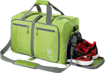 bago Holdall Bags for Men & Women - 60L Spacious Holdall Bag with Shoe Compartment - Save Time & Travel The World in Style & Convenience - Durable, Lightweight & Foldable Duffle Bag (Green)