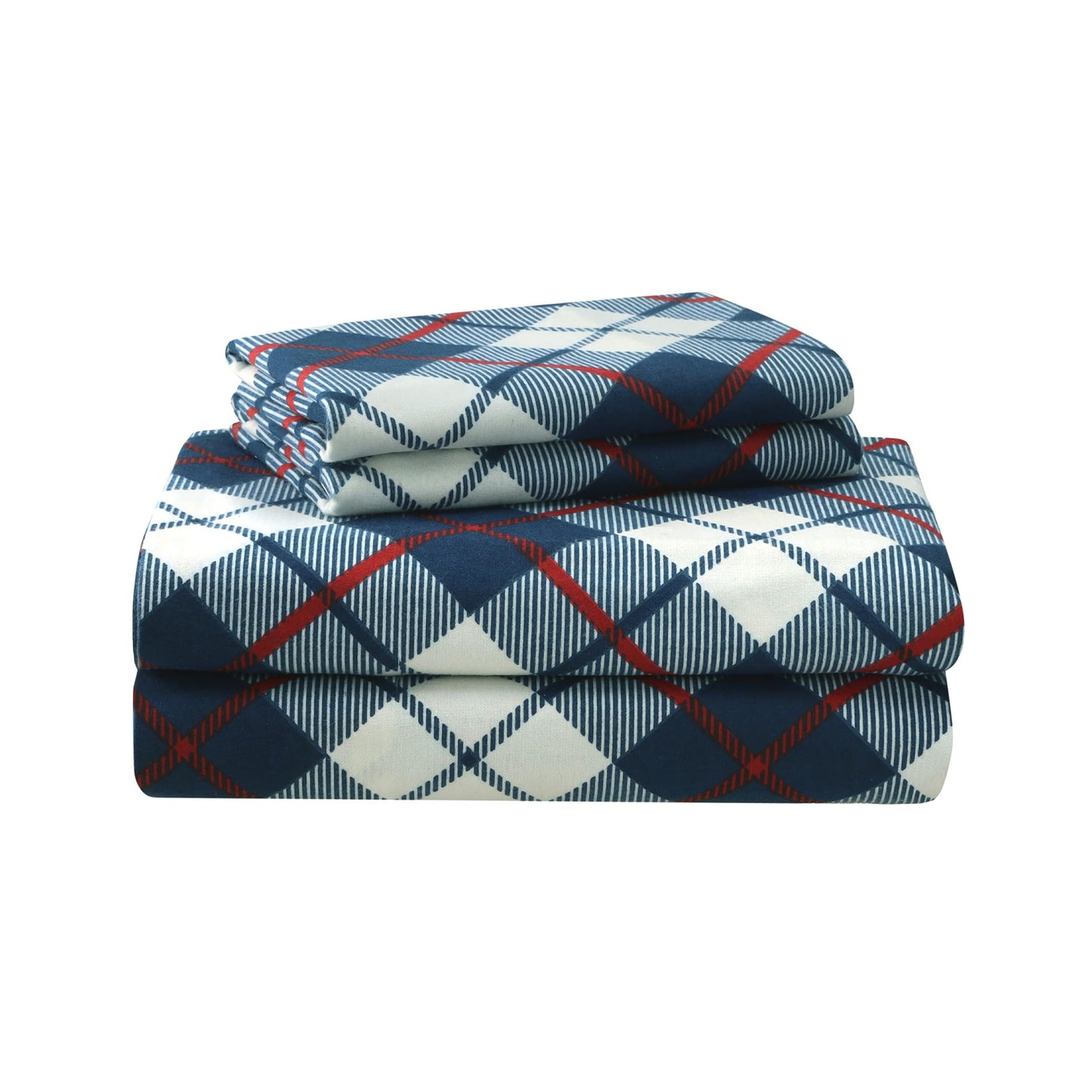 Featherhead™ 100% Cotton 4PCs Flannel Sheet Set, Full Size, Tartan Plaid | Double-Brushed for Extra Softness, Warm & Breathable, Extra Deep Pockets fits Up to 17” – 1 Flat, 1 Fitted, 2 Pillowcase