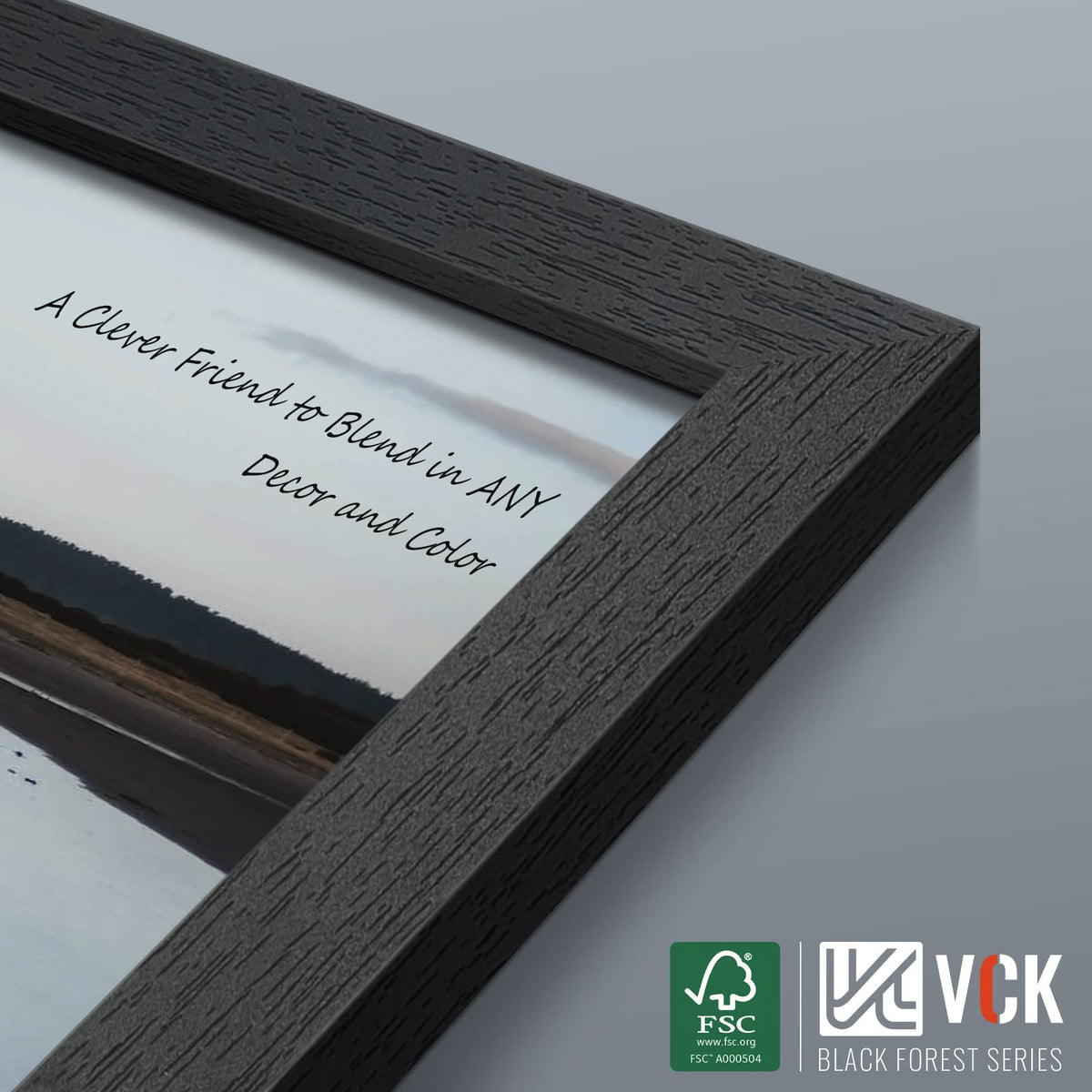 VCK 8x10 Picture Frame Set of 4, Black Wooden Photo Frames with Plexiglass, Vertical Horizontal Wall & Tabletop Display for Home Office Gallery Wall Art Decor
