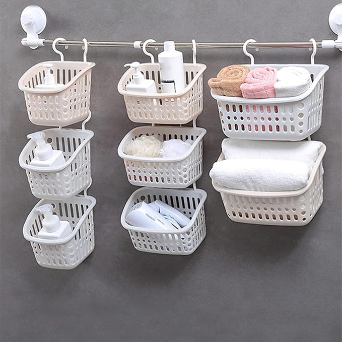 3PCS Plastic Hanging Baskets for Shower, Hanging Basket Organizer