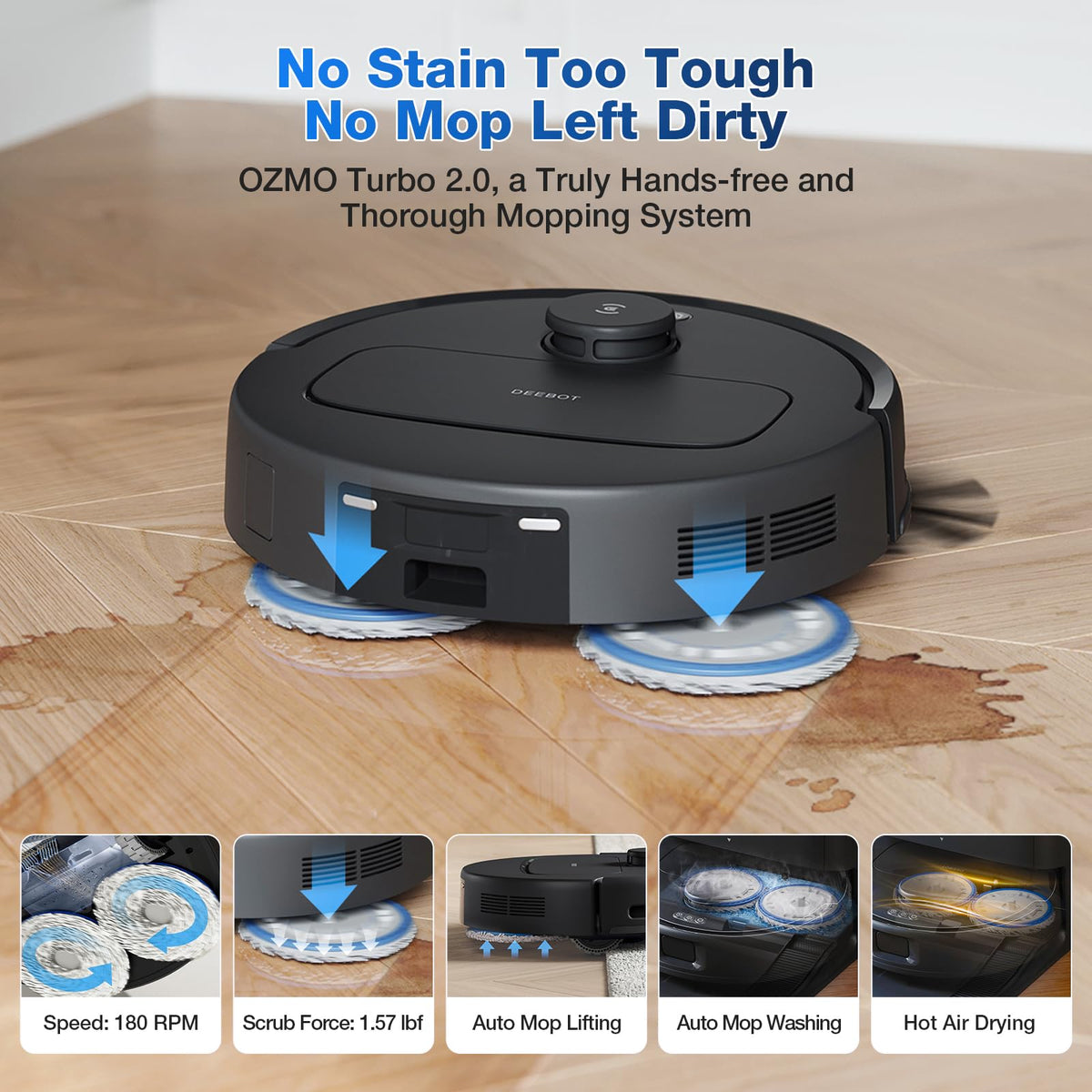 ECOVACS DEEBOT N30 Omni Robot Vacuum and Mop, 10000Pa Suction, TruEdge Adaptive Edge Mopping, ZeroTangle 2.0 Technology, Hot Air-Drying, Self-Emptying, Auto-Lift Mopping, Obstacle Avoidance