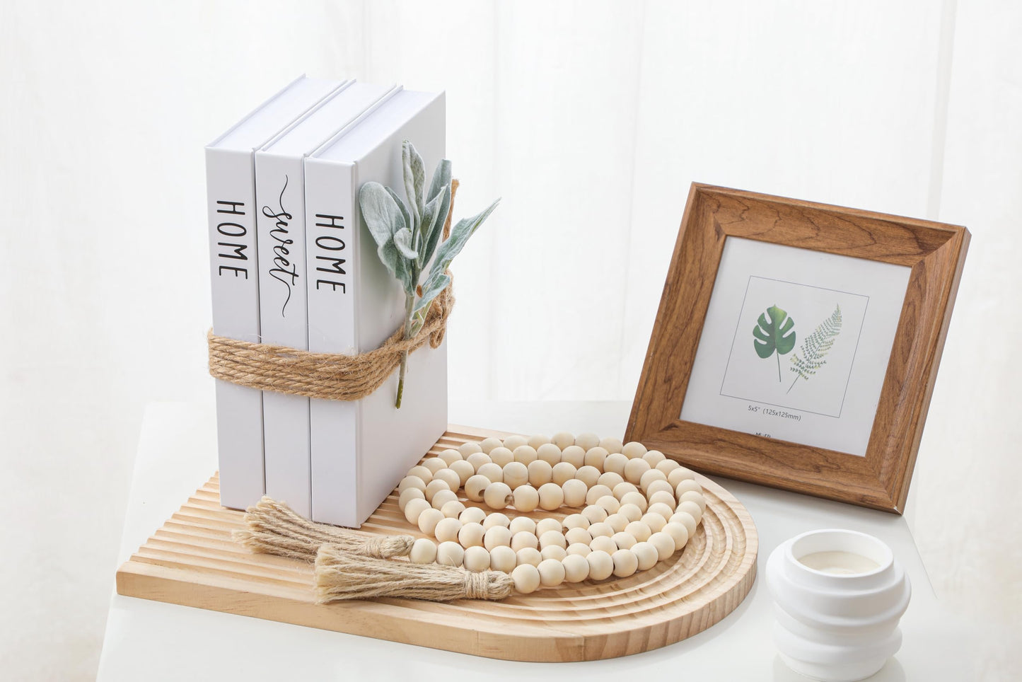 White Decorative Faux Books for Farmhouse & Living Room Decor - Coffee Table & Shelf Accent, Home Sweet Home