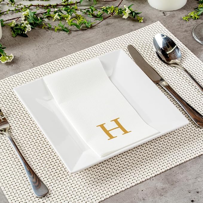 Luxenap 15.8 X 7.9 Inch Linen-Feel Guest Towels, 50 Lettered Hand Towels