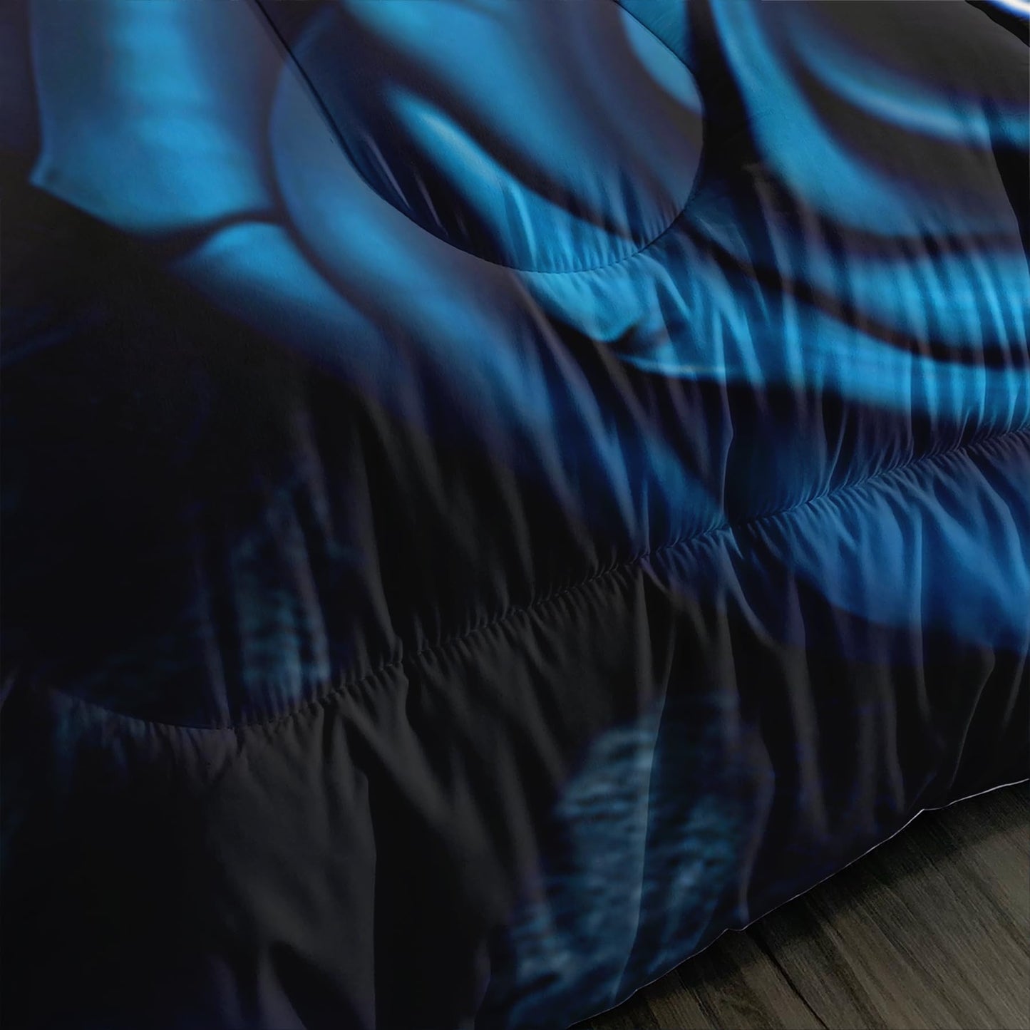 Tuzaovy Skull Bedding Set Queen Size,Goth Bedding Sets Queen with Comforter,Skull Comforter Set,Rose Comforter Halloween Skull Bed Comforter,Black Bedding Skull Quilt