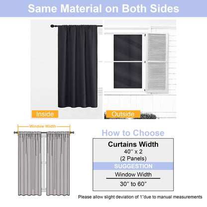 Simplebrand Ava Halloween Black Blackout Curtains for Bedroom 63 Inch Length 2 Panels, Solid Thermal Insulated Energy Saving Rod Pocket Window Treatment Curtains Blackout Drapes, W40 x L63 Inch, Black