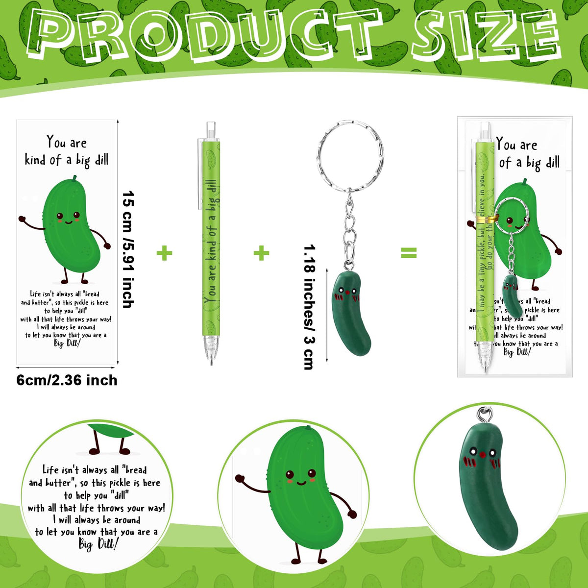 Sayglossy 12 Set Graduation Gift Bulk Appreciation Inspirational Pickle Ballpoint Pen Funny Cucumber Keychain Bookmark Emotional Support Favors for Graduation Student Teacher Volunteer Nurse Team