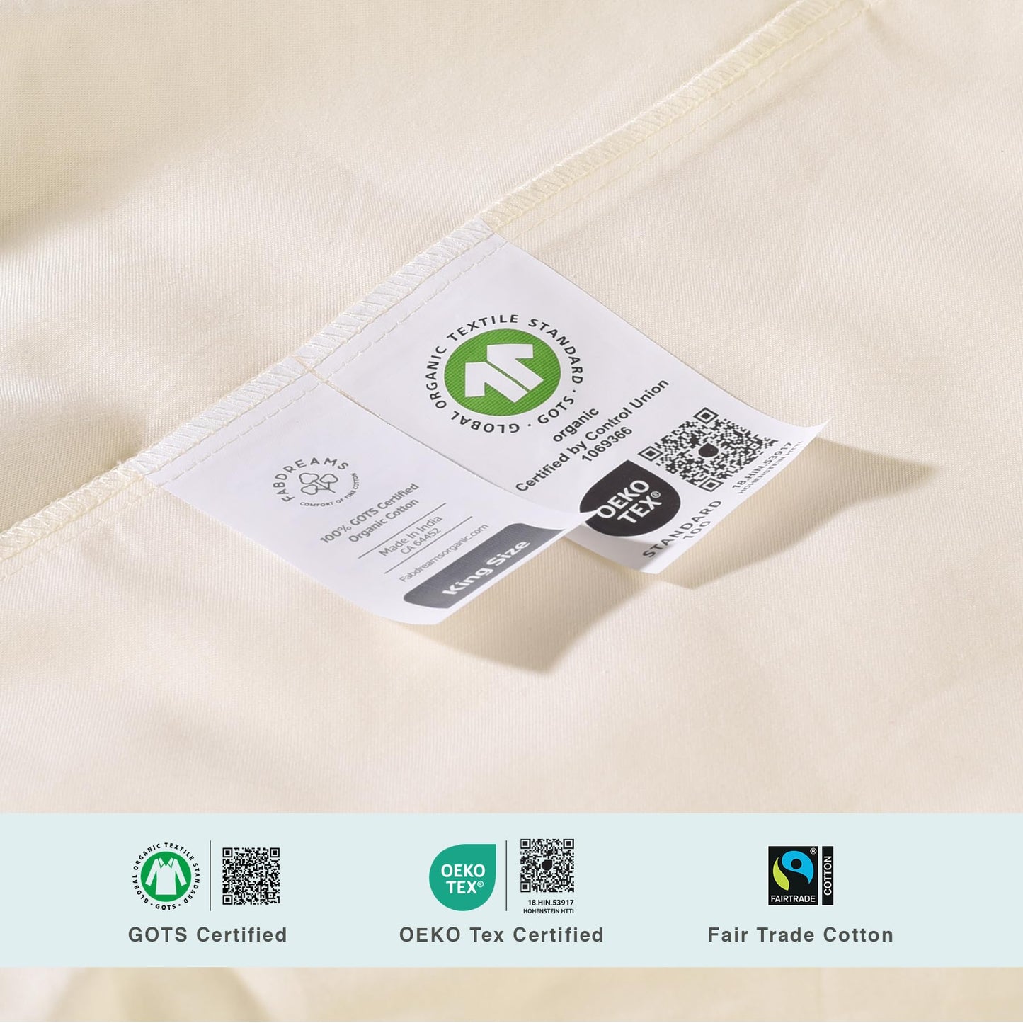 FABDREAMS Organic Quilted Mattress Protector Queen Size | Mattress Pad| Mattress Cover| Naturally Breathable | Noiseless| Fits up to 17" Deep Pocket| Temperature Regulating | Ivory