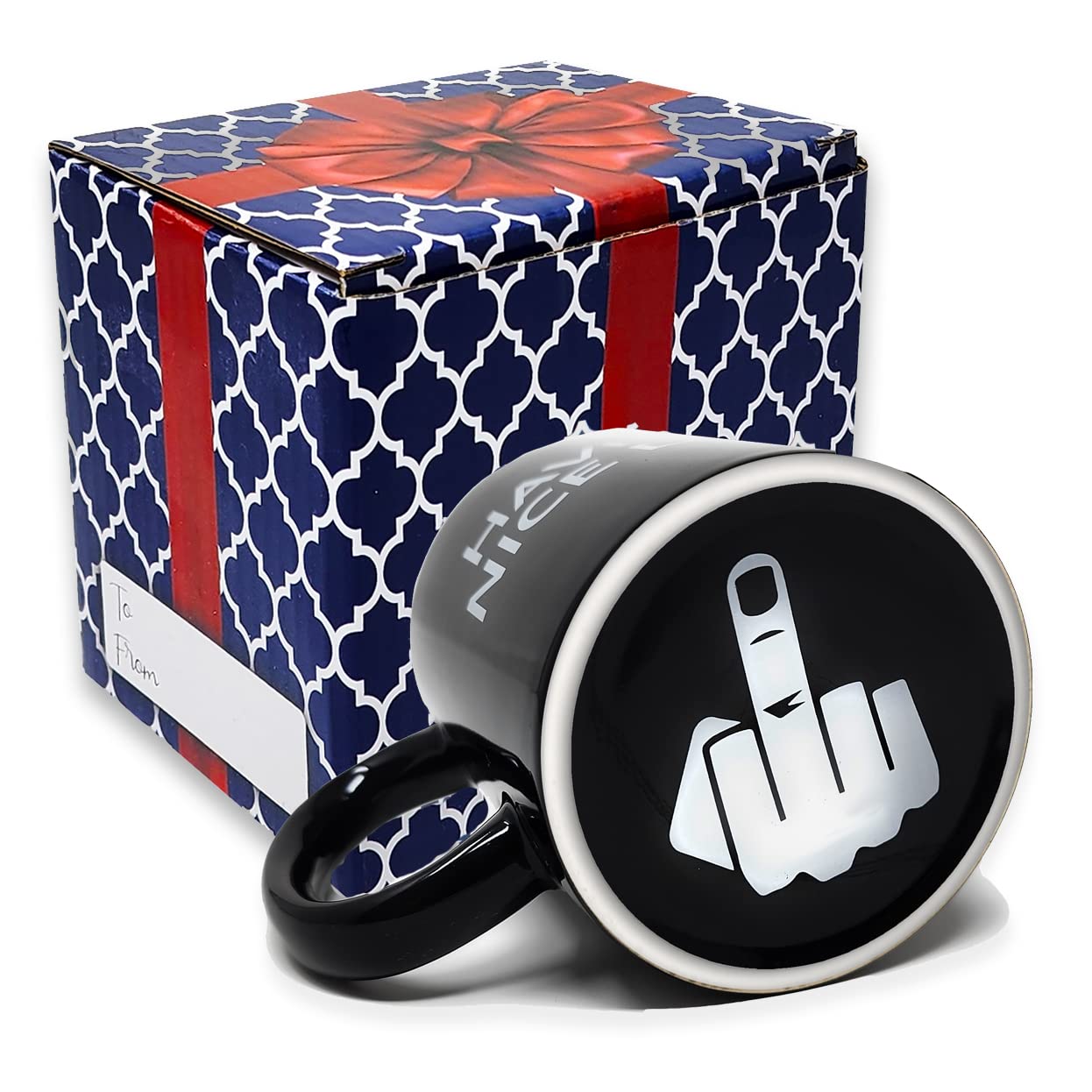 Funny Coffee Mug for Men and Women - Have A Nice Day Mug Middle Finger Bottom Cup | Funny White Elephant Gag Gifts for Adults Inappropriate - Novelty Coffee Mugs Cups, Work Mugs, Office Gift (11 oz)