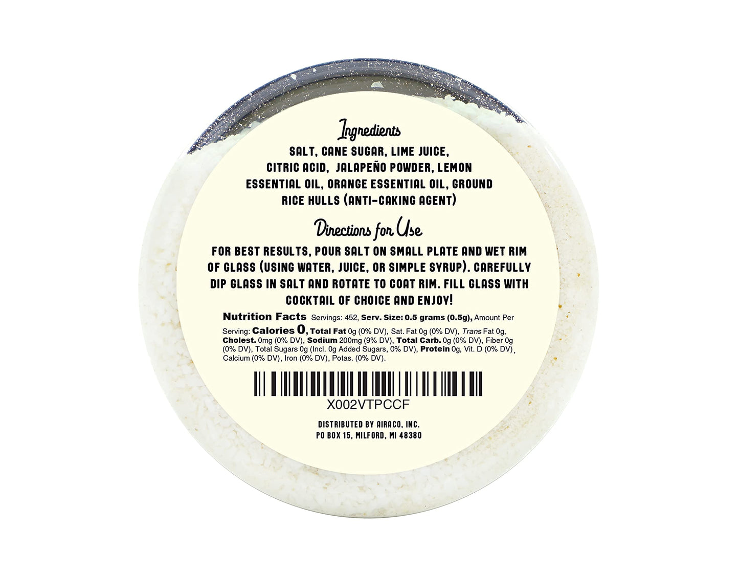 Barrel Roll Bar Essentials Cocktail Rimmers - Bartender Accessories, Finishing Salt Garnish for Drinks, Glass Rimming Salts & Sugars - Natural Ingredients - Spicy Margarita Salt - 8 oz, 452 Servings
