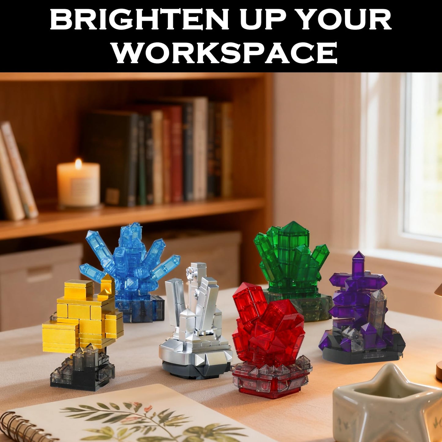 HAYXUN for Dad Men, Crystal Building Kit for Adults – 564PCS Gemstone Mineral Collection Building Set, Elegant Home Office Desk Décor, Unique Gift for Husband, Grandpa