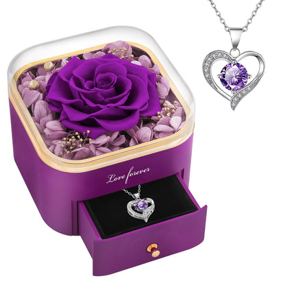 Beferr Valentines Day Gifts for Her Preserved Real Rose with Necklace Eternal Roses Forever Flowers for Delivery Prime Mothers Anniversary Birthday Gifts for Women Mom Grandma Wife Daughter Girlfriend