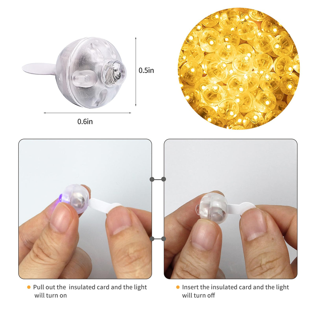 Aogist 100Pcs Warm White Balloon Lights with Hook,Long Standby Time,Waterproof Mini Light for Birthday Party Wedding Christmas Halloween Easter Decorative (Steady)