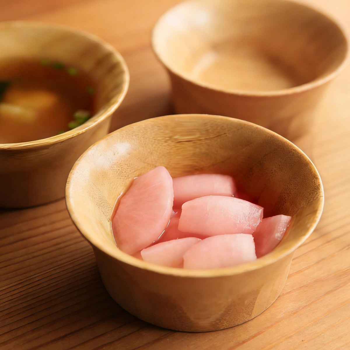 ZTHapwa Bamboo Wooden Bowls, 4.7 OZ Serving Fruit Snack Bowls for Dinnerware Kitchen, Handmade Pinch Bowl Ramekins for Side Dishes/Dessert/Condiment, Set of 4