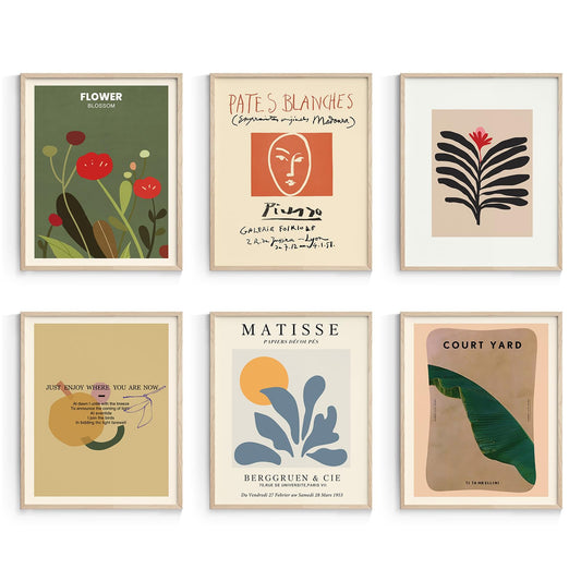 Habseligkeit Sage Green Master Wall Art Prints, Abstract Matisse Wall Art Exhibition Posters, Vintage Art Boho Art Prints, Retro Room Decor for Aesthetic Bedroom（8x10inch, Unframed