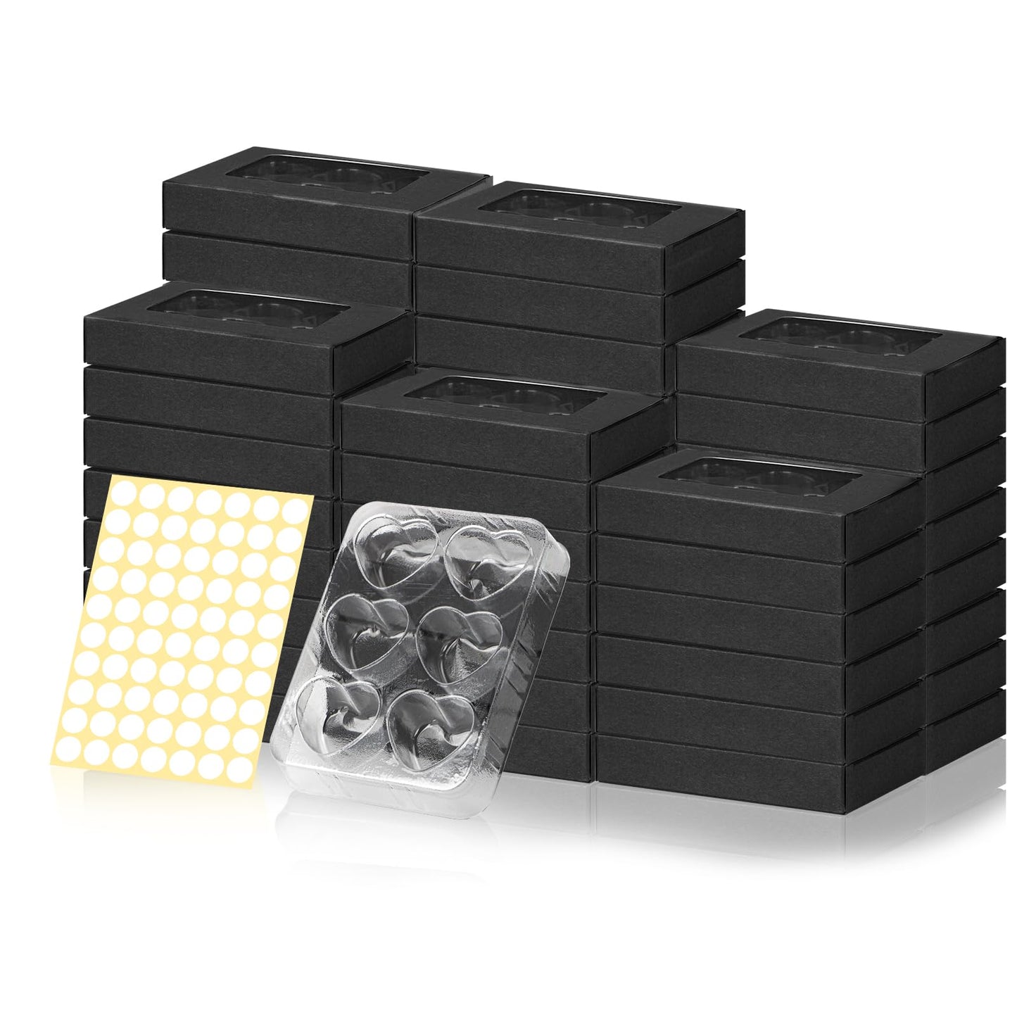 50 Pcs Heart Wax Melts Molds Plastic Wax Melt Containers 6 Cavity Gift Boxes for Wax Melts Wax Melt Packaging for Wax Cube Wax Block Wax Tarts Wax Melt Wickless Candles Soap Making